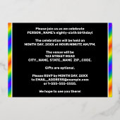 86th Birthday Party —おもしろい、レインボースペクトル「86」 箔招待状 (裏面)