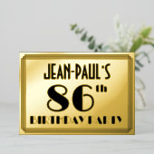 86th Birthday Party —アールデコ検索「86」 +名前 箔招待状 (立ち正面)