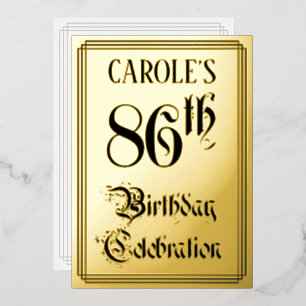 86th Birthday Party – スクリプエレガントト+名前をカスタムする 箔招待状