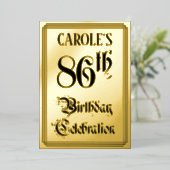 86th Birthday Party – スクリプエレガントト+名前をカスタムする 箔招待状 (立ち正面)
