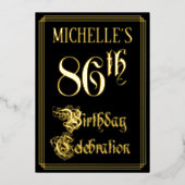 86th Birthday Party – スクリプファンシート&名前をカスタムする 箔招待状 (正面)