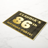 86th Birthday Party: Bold, Faux Wood Grain Pattern 箔招待状 (回転した状態)