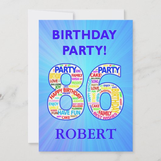 86th Birthday Party Invitation名前の追加 招待状 (正面)