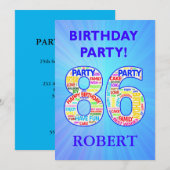 86th Birthday Party Invitation名前の追加 招待状 (正面/裏面)