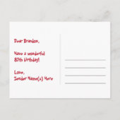 87歳の誕生日おめでとう：楽しいハート柄、虹色の87 ポストカード (裏面)