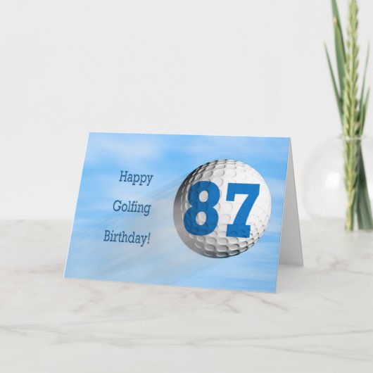 87歳の誕生日のゴルフカード カード (正面)