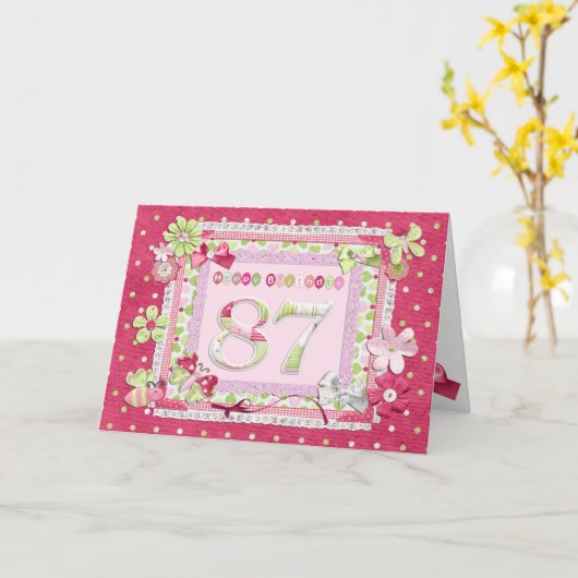 87歳の誕生日スクラップブック作りスタイル カード (黄色い花)