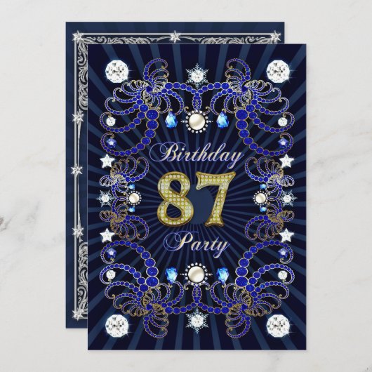 87歳の誕生日パーティー招待状と宝石の塊 招待状 (正面/裏面)