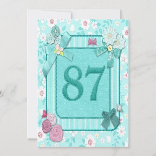 87歳の誕生日パーティー招待状 招待状 (正面)