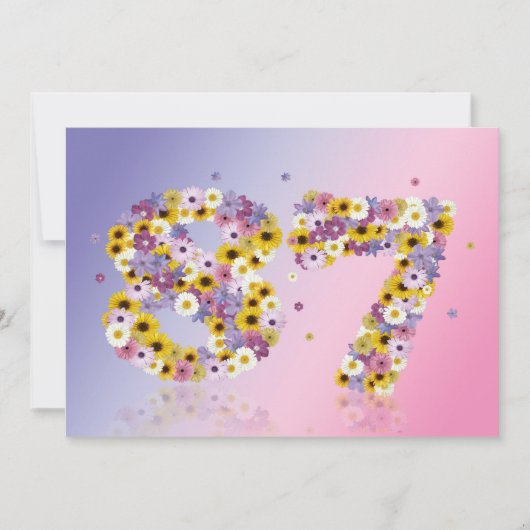 87歳の誕生日パーティー 花の文字付き 招待状 (正面)