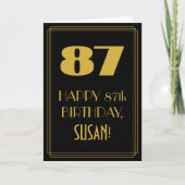 87歳の誕生日 ~アートデコ調のデザイン "87" & 名前 カード (正面)