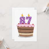 87歳オンお誕生日ケーキ カード (正面/裏面インサイチュ)
