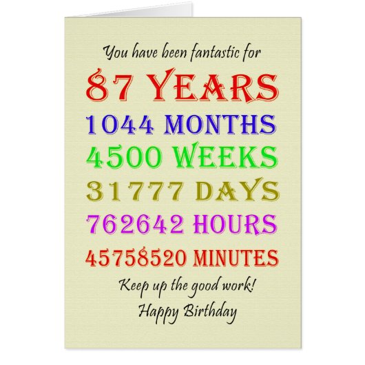 87番目の誕生日マイルストーン (正面)