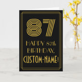 87番目の誕生日:インスパイアアールデコの外観"87" & Name カード (黄色い花)