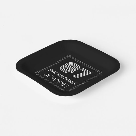 87番目の誕生日—インスパイアアールデコの検索:「87」 +名前 ペーパープレート (傾斜あり)