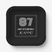 87番目の誕生日—インスパイアアールデコの検索:「87」 +名前 ペーパープレート (正面)