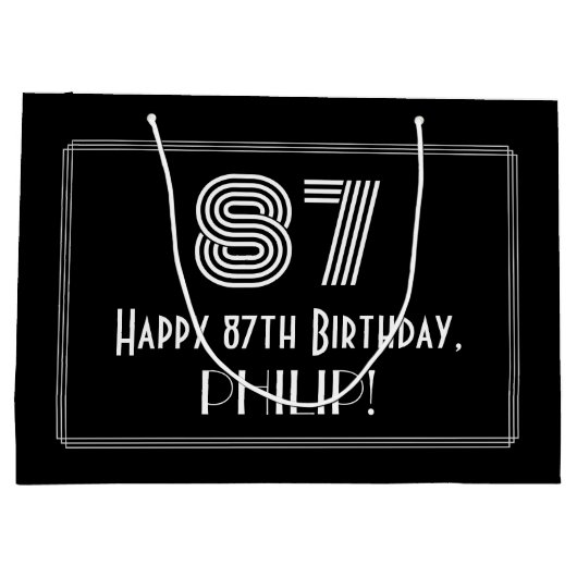 87番目の誕生日:インスパイアアールデコの「87」の外観と名前 ラージペーパーバッグ (裏面)