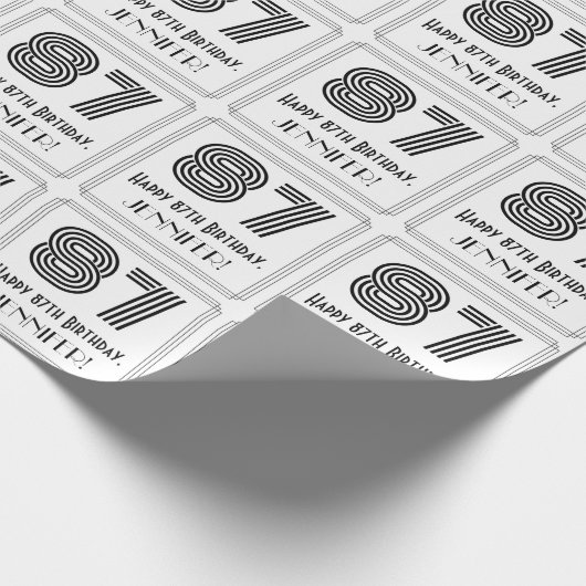 87番目の誕生日:インスパイアアールデコスタイル「87」 +名前 ラッピングペーパー (角)