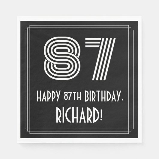 87番目の誕生日:インスパイアアールデコ検索"87" +名前 スタンダードランチョンナプキン (正面)