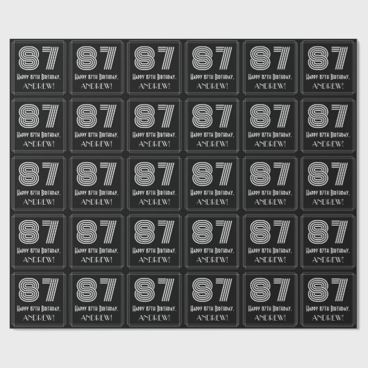87番目の誕生日:インスパイアアールデコ「87」を見る/名前 ラッピングペーパー (フラット)