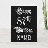 87番目の誕生日: ファンシー、スクリプエレガントト+名前をカスタムする カード (正面)