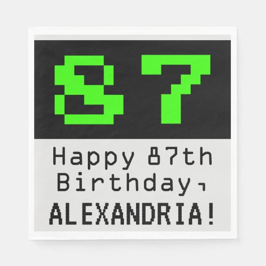 87番目の誕生日- Nerdy / オタク系のスタイル"87" & Name スタンダードランチョンナプキン (正面)