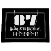 87誕生日インスパイア～アールデコルック"87" +名前 ラージペーパーバッグ (正面)