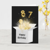 87誕生日バルーン（白いボックス） カード (黄色い花)