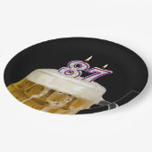 87誕生日ビールオンブラック紙プレート ペーパープレート (アングル)