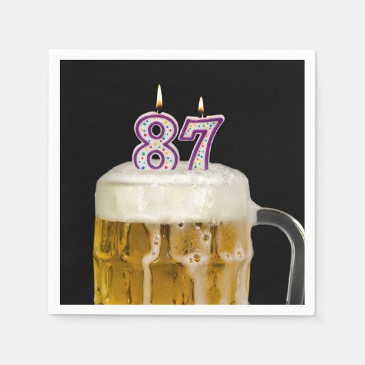 87誕生日ビールオンブラック スタンダードカクテルナプキン (正面)