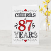 87誕生日応援の赤い白の黒のパターン カード (黄色い花)