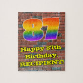 87誕生日:おもしろいグラフインスパイアィレインボー87 ジグソーパズル (縦)