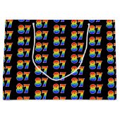 87誕生日:おもしろいレインボーイベントナンバー87パターン ラージペーパーバッグ (正面)