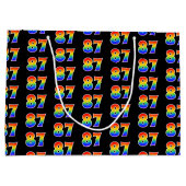 87誕生日:おもしろいレインボーイベントナンバー87パターン ラージペーパーバッグ (裏面)