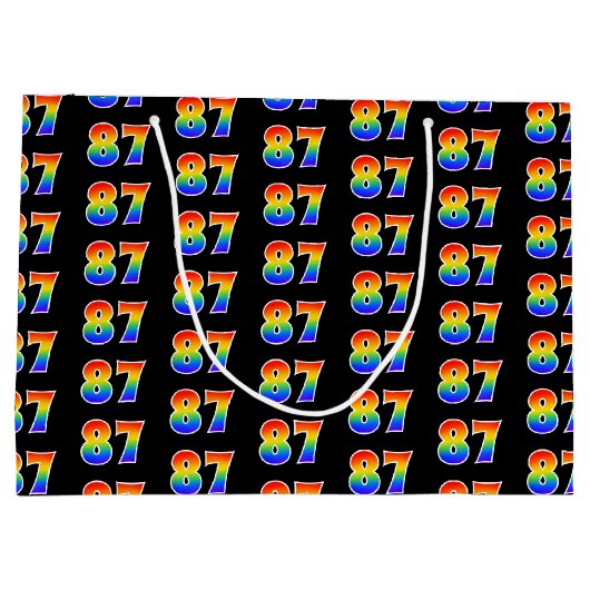 87誕生日:おもしろいレインボーイベントナンバー87パターン ラージペーパーバッグ (裏面)