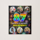 87誕生日:おもしろいレインボー#,名前をカスタムする+写真 ジグソーパズル (縦)