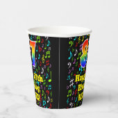 87誕生日:おもしろい音符パターン、レインボー87 紙コップ (右)