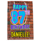 87誕生日:おもしろい、アーバングラフィティインスパイアルック ミディアムペーパーバッグ (正面)