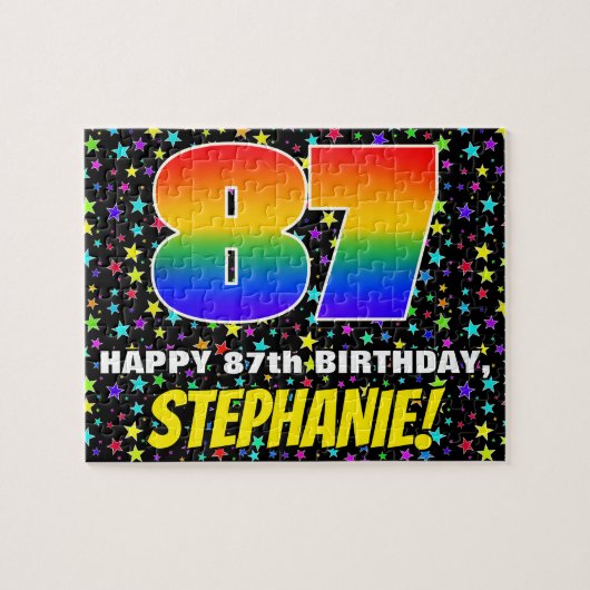 87誕生日:おもしろい、カラフル星野パターン ジグソーパズル (横)