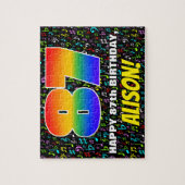 87誕生日:おもしろい、カラフル音楽シンボル、「87」 ジグソーパズル (縦)