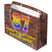 87誕生日:おもしろい、グラフィティインスパイアレインボーー# 87 ラージペーパーバッグ (裏面アングル)