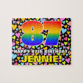 87誕生日—おもしろい、愛するハートシェイプ+「87」 ジグソーパズル