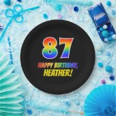 87誕生日:はっきりした,おもしろい,シンプル虹， 87 ペーパープレート (パーティー)