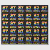 87誕生日:はっきりした,おもしろい,シンプル虹, 87 ラッピングペーパー (フラット)