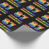 87誕生日:はっきりした,おもしろい,シンプル虹, 87 ラッピングペーパー (角)