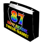 87誕生日:はっきりした,おもしろい,シンプル虹, 87 ラージペーパーバッグ (裏面アングル)