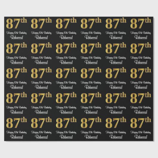 87誕生日:エレガント豪華なフェイク金ゴールドルック# ラッピングペーパー (フラット)