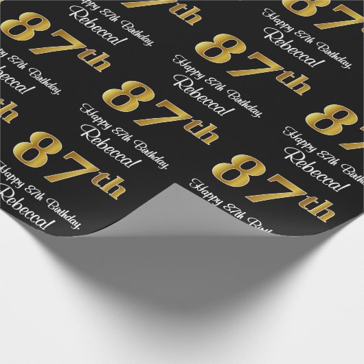 87誕生日:エレガント豪華なフェイク金ゴールドルック# ラッピングペーパー (角)