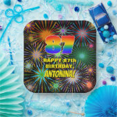 87誕生日:カラフルおもしろい祝賀花火 ペーパープレート (パーティー)