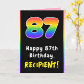 87誕生日:カラフルレインボー# 87,名前をカスタムする カード (黄色い花)